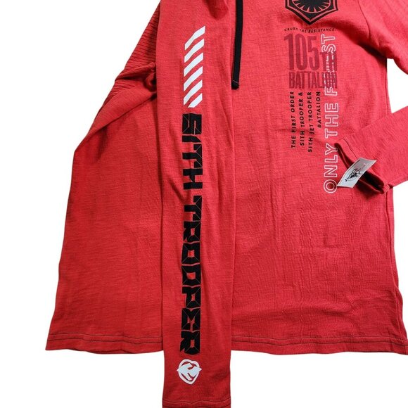 Star Wars First Order Red & Black Hooded Long Sleeve Shirt, Men's Medium NWT - Picture 5 of 11